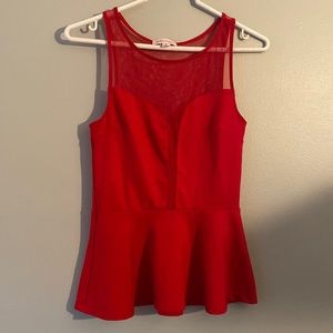 Red peplum top